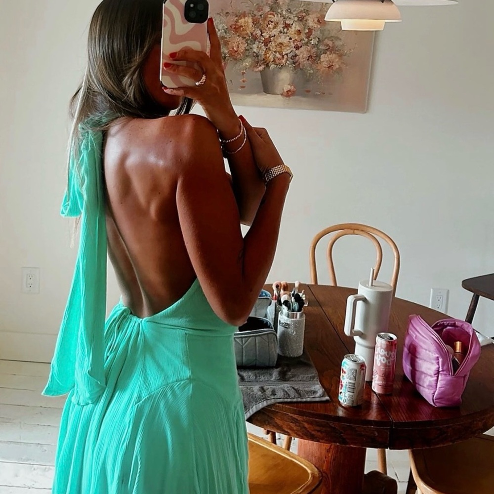 Free People Backless Mint Green Halter Dress 💗 ALSO HAVE IN BLACK